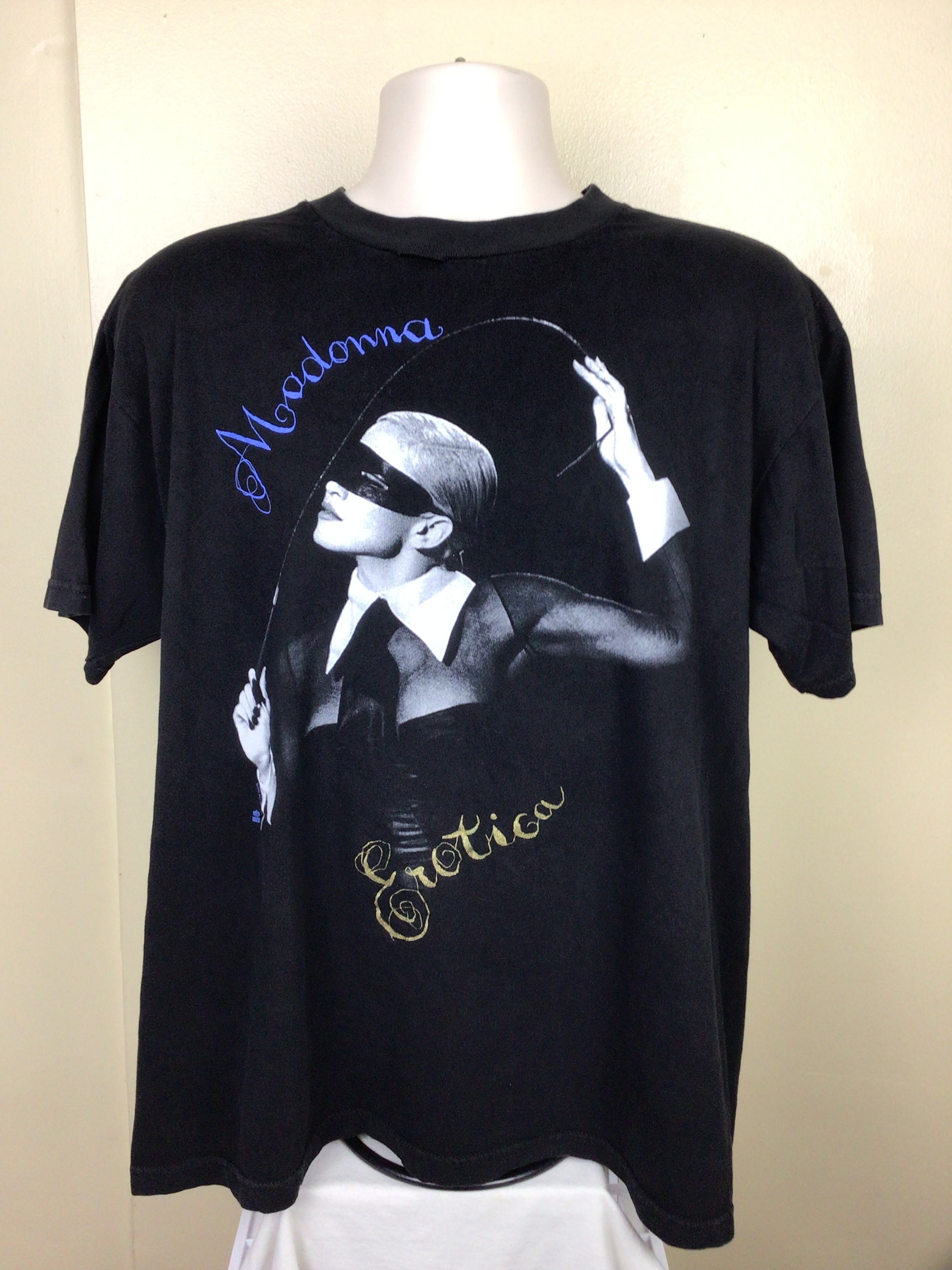 Vtg 1992 Madonna Erotica T-shirt Black L/XL 90s Pop Music Vtg 1992 Madonna Erotica T-shirt Black L/XL 90s Pop Music