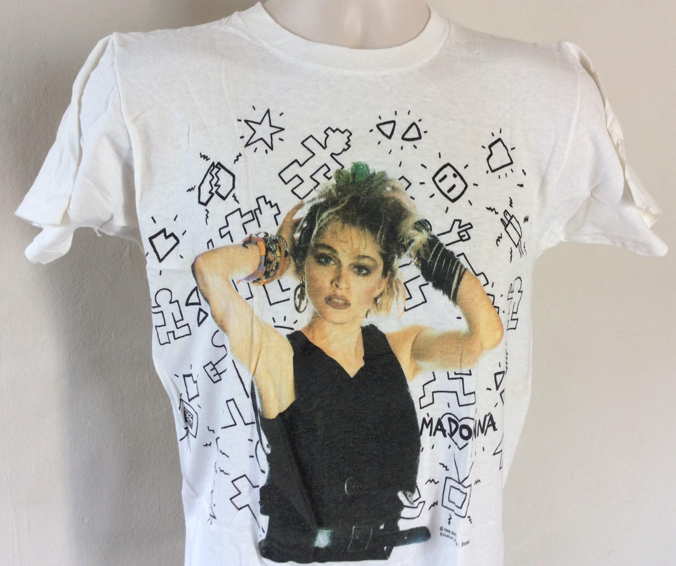 ヴィンテージ 1985 マドンナ Tシャツ ホワイト S/M 80年代 ヴィンテージ 1985 マドンナ Tシャツ ホワイト S/M 80年代