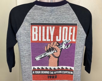 Billy Joel 1982 ヴィンテージ ラグランTシャツ Vtg 1982 Billy Joel Raglan Jersey Style Concert T-shirt Gray M 80s