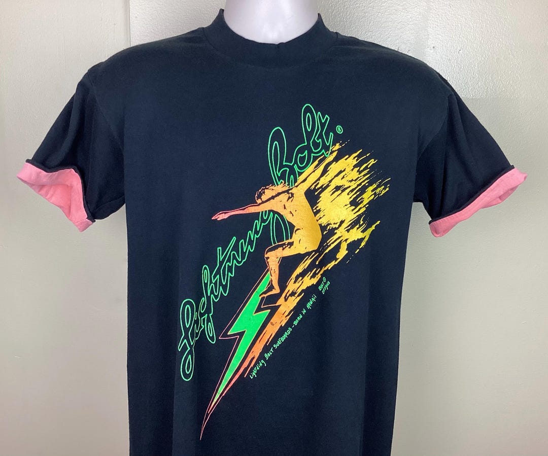 トップス 70s Lightning Bolt vintage shirt Lightning Bolt Vintage Shirt XS Excellent Condition Rainbow