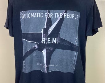 80s R.E.M. バンドTシャツ USA製 L ヴィンテージ 青 80s R.E.M. バンドTシャツ USA製 L ヴィンテージ 青