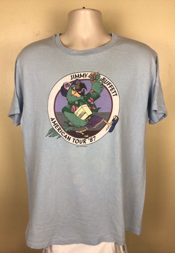 Vtg 1987 Jimmy Buffett Concert T-shirt Blue L/XL 80s Hanes