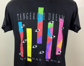 Vtg 1988 Tangerine Dream Optical Race Concert T-shirt White
