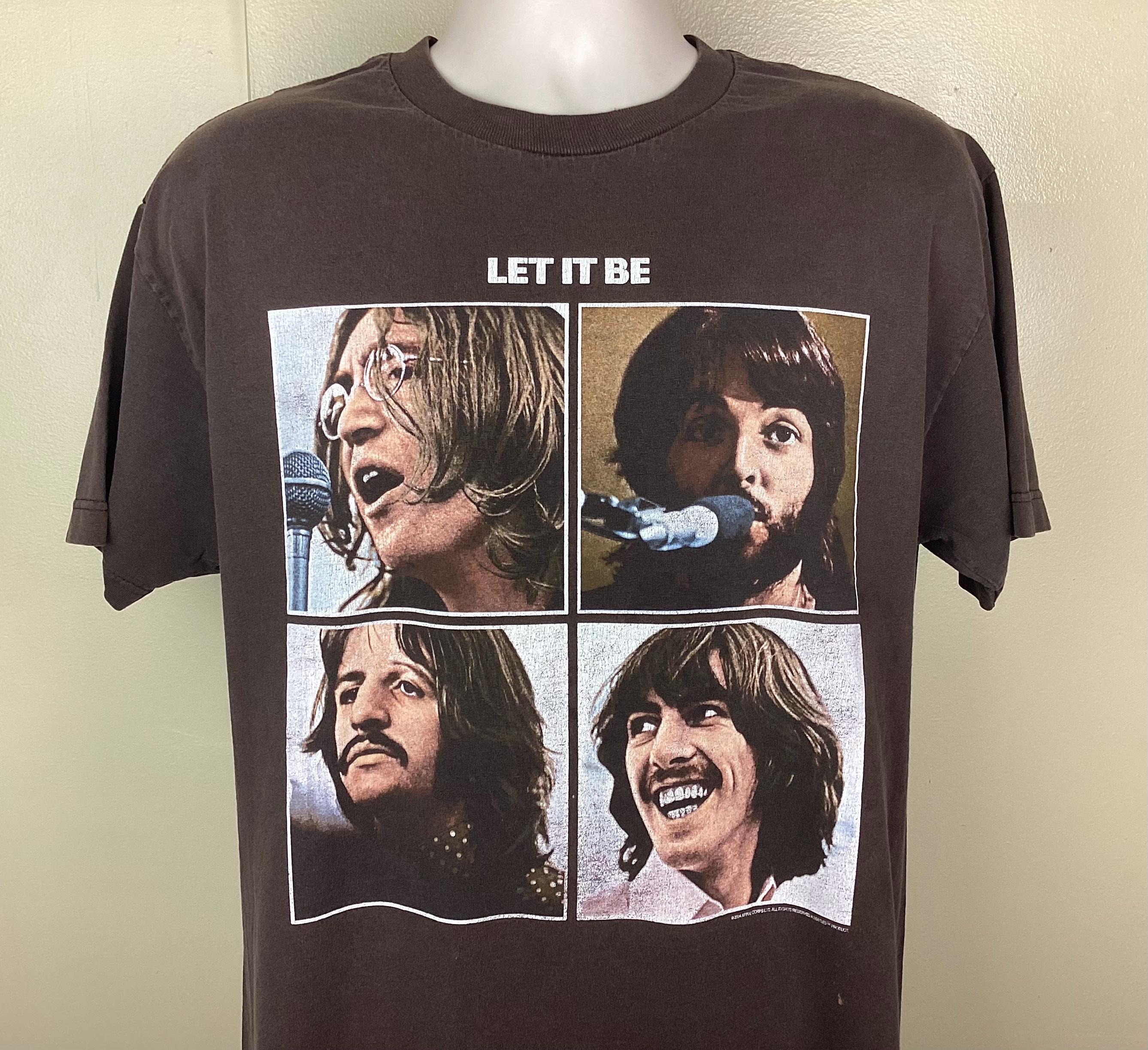 Vintage 2004 the Beatles Let It Be T-shirt Brown L Y2K Classic