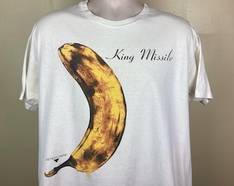 Camiseta Vtg 1992 King Missile Happy Hour Branca GG 90s Art Rock Vanguard Band Punk Grunge Garage Hanes Single Stitch Winterland