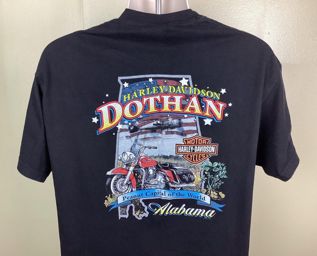 Vtg 2000 Harley Davidson Dothan Alabama T-shirt Black L Y2K Made
