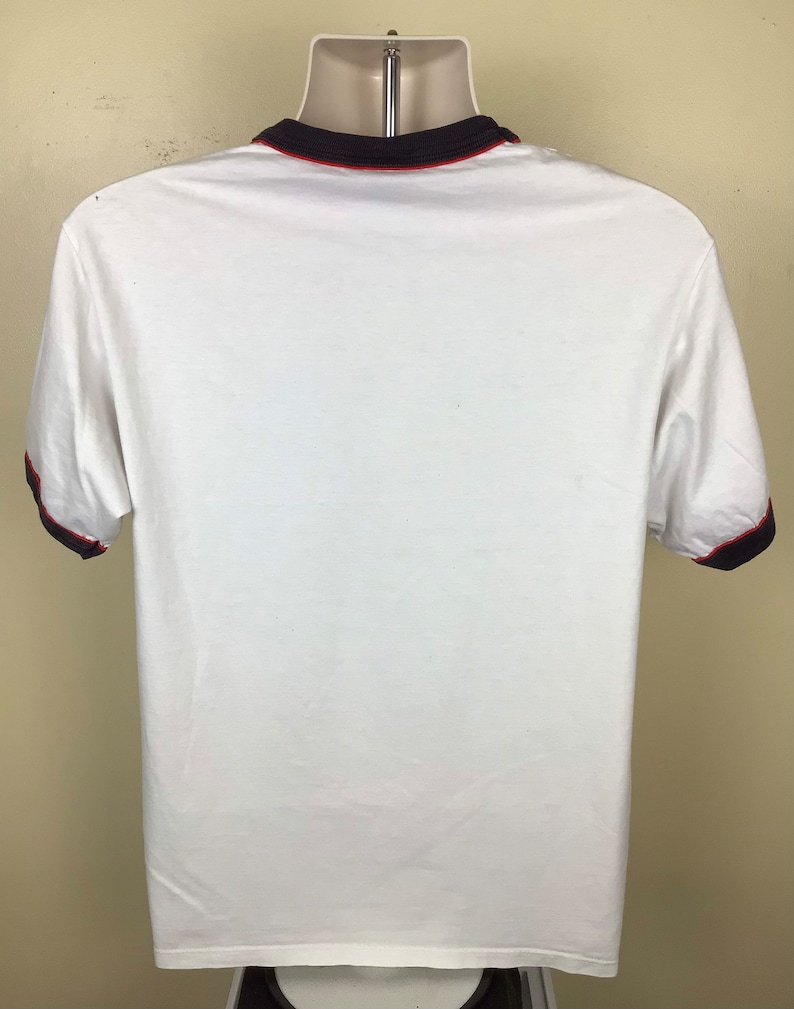Vtg 80s 90s Mickey Mouse Ringer T-Shirt White L/XL Disney 100% Cotton Made In USA image 3