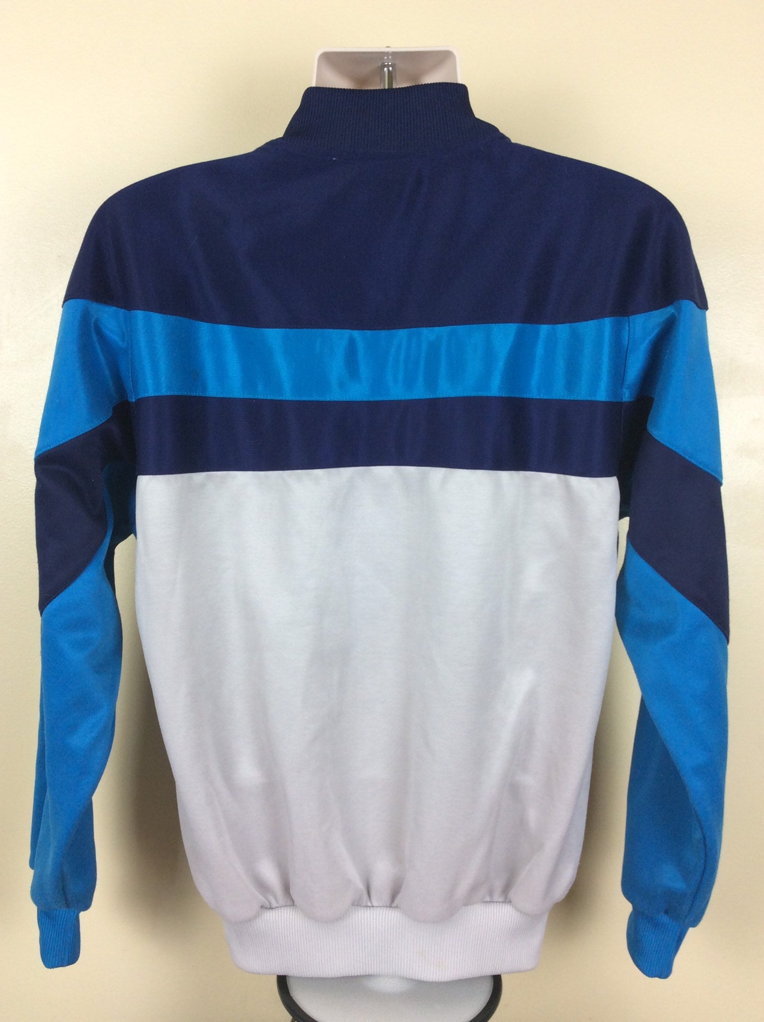 Vtg 80s 90s Adidas Track Jacket Blue Gray L/XL Trefoil Logo Full 