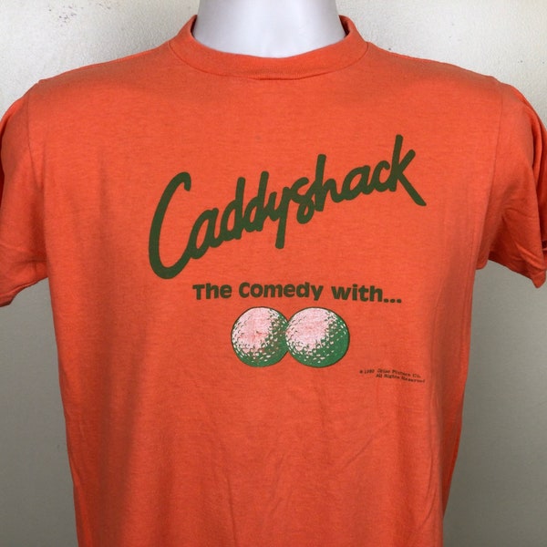 Vtg 1980 Caddyshack T-Shirt Orange M/L 80s Bill Murray Chevy Chase Rodney Dangerfield Classic Comedy Movie