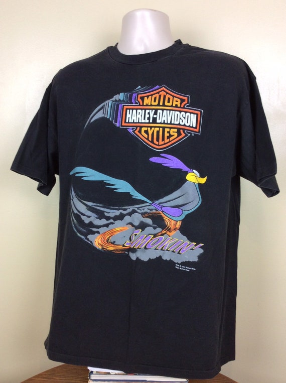 Vtg 1993 Harley Davidson Road Runner T-Shirt Blac… - image 5