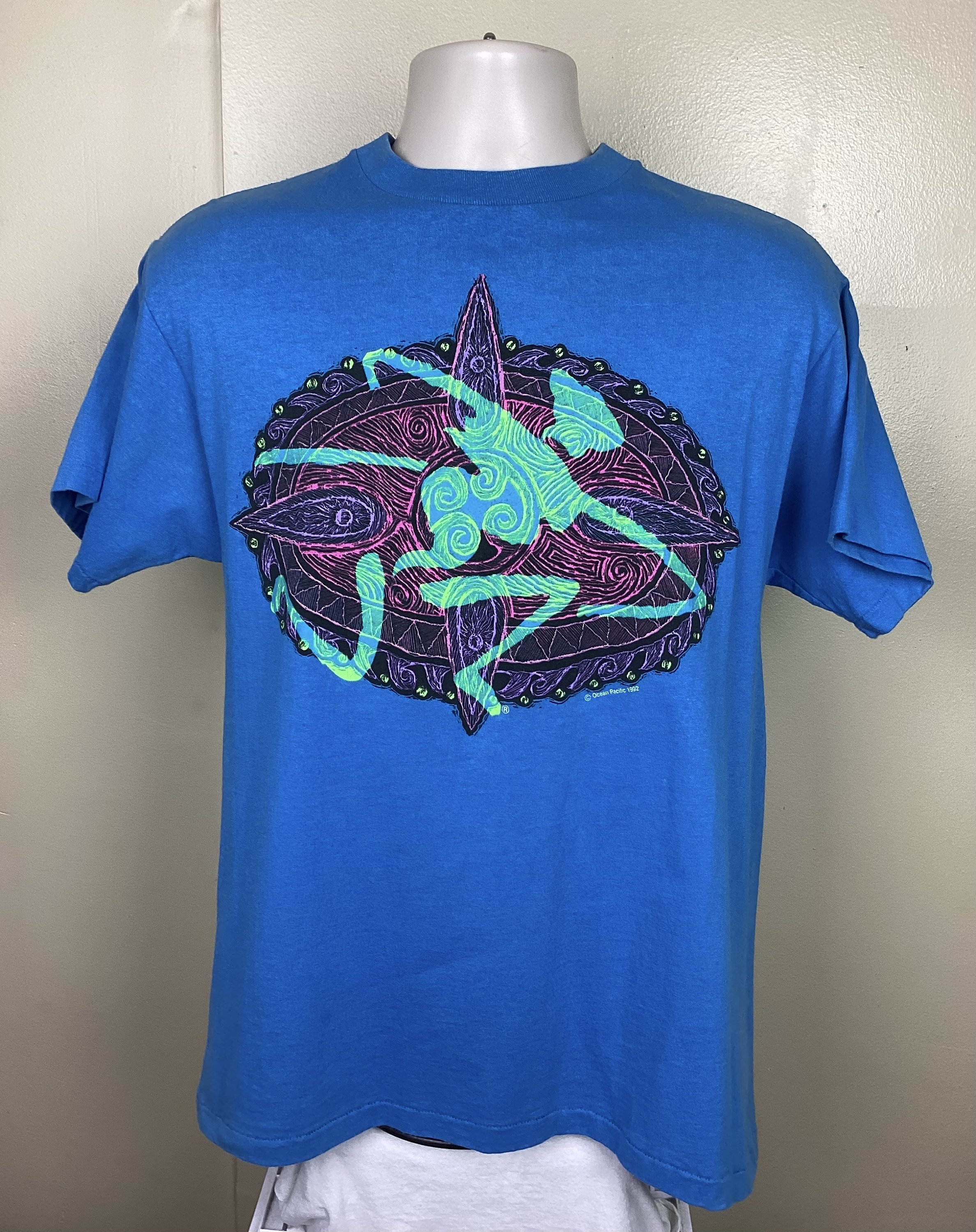Vtg 1992 OP Ocean Pacific T-Shirt Blue M 90s Surf Skate Vtg 1992 OP Ocean Pacific T-Shirt Blue M 90s Surf Skate