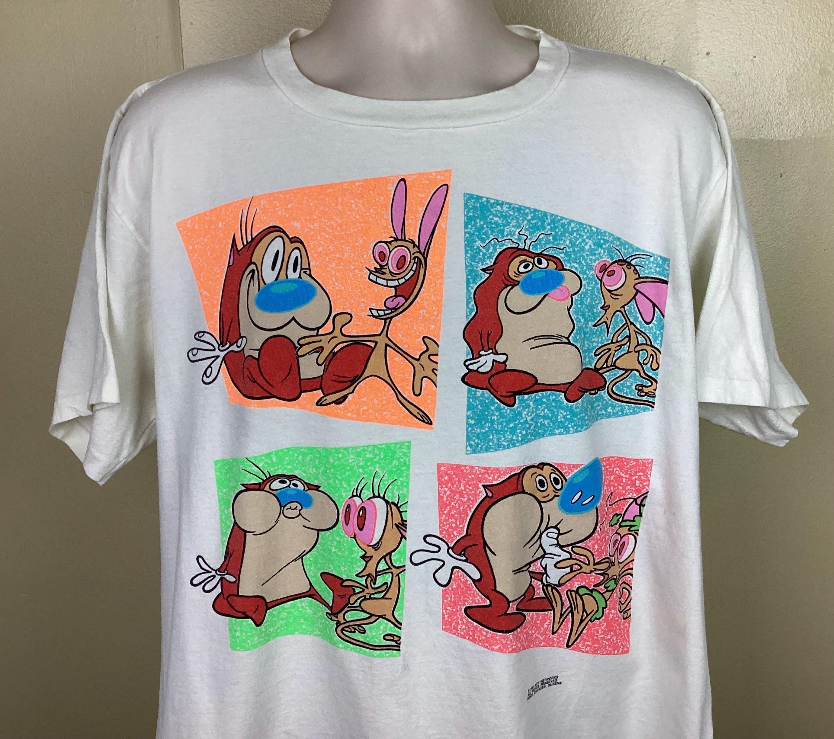 Vtg 1991 the Ren and Stimpy Show T-shirt White XL 90s Nickelodeon