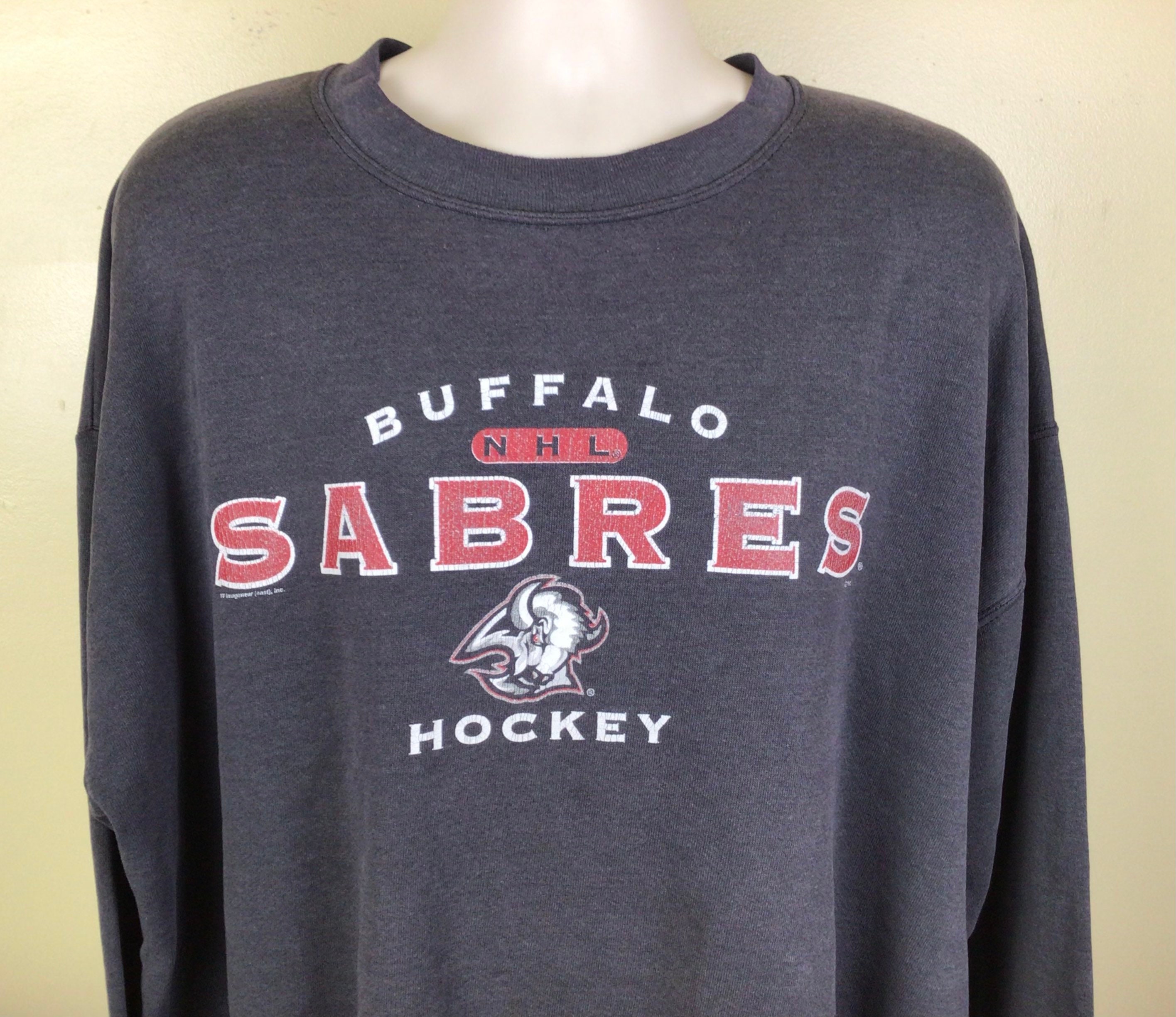 Vintage Buffalo Sabres Goat Head Sweatshirt Black L XL VTG 90s NHL