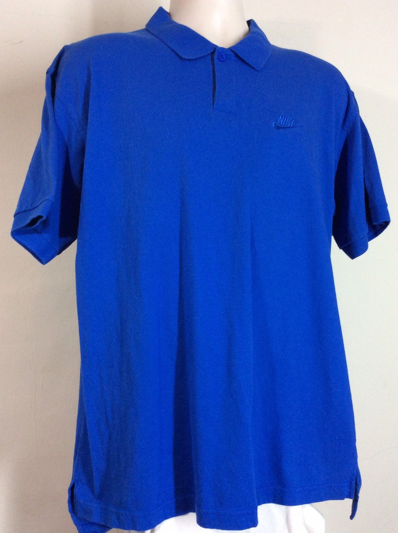 Vtg Early 90s Nike Swoosh Logo Polo Shirt Blue L/XL Gray Tag - Etsy
