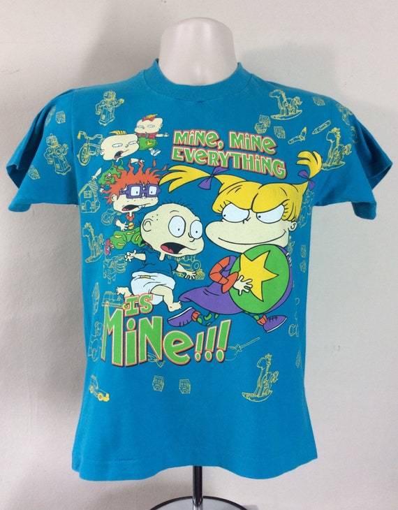 Vtg 1996 Rugrats T-Shirt Turquoise Youth L 90s Ni… - image 2