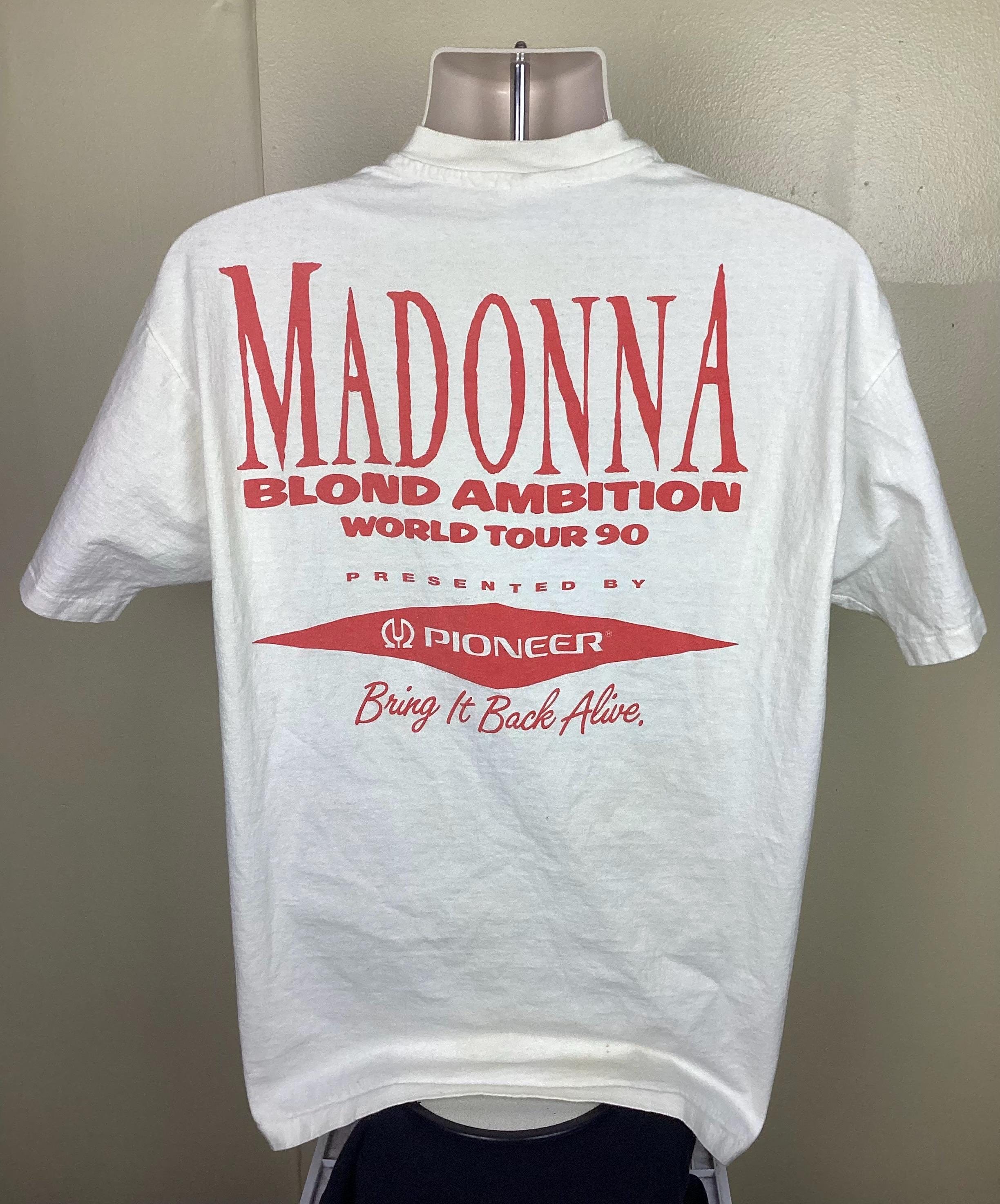 Vtg 1990 Madonna Blond Ambition Tour Concert T-shirt White