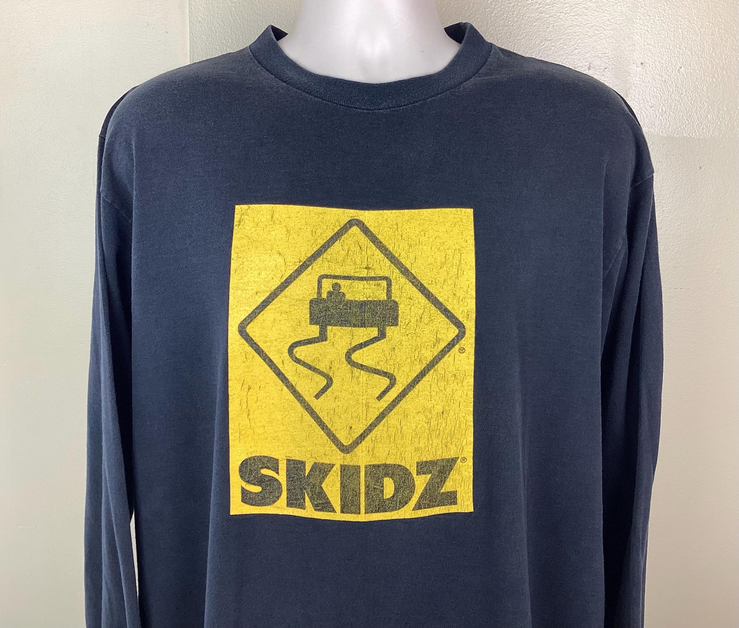 Vtg 80s 90s Skidz Long Sleeve T-shirt Black XL Single Stitch