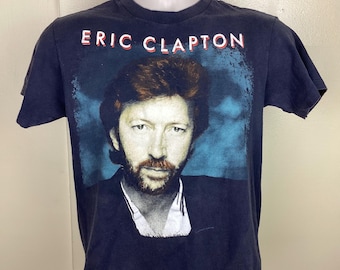 T-shirt concerto Eric Clapton Vtg 1988 nera S/M chitarra classica anni '80 rock band Hanes punto singolo