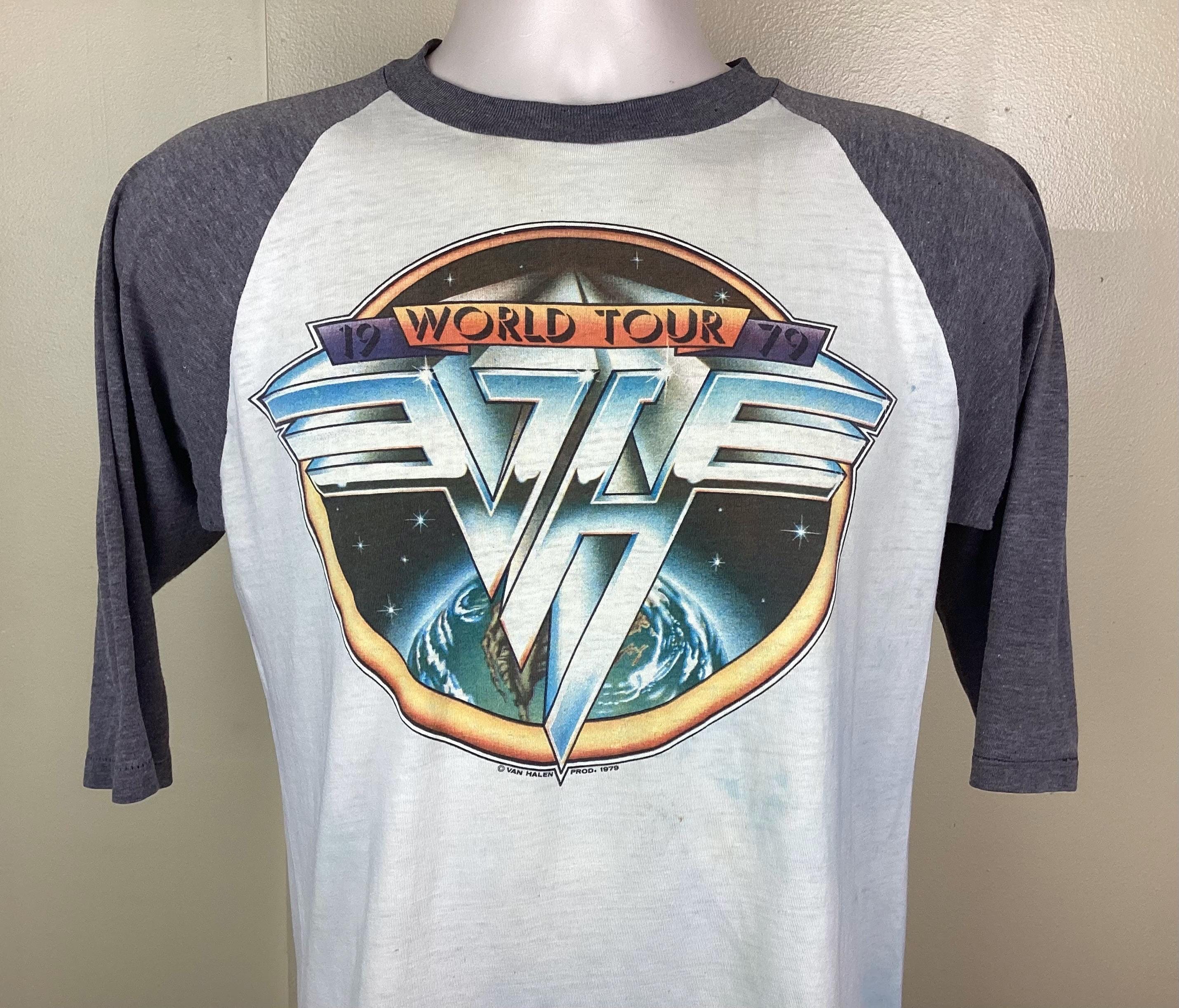 Vtg 1979 Van Halen World Tour Raglan Jersey Style Concert T-shirt