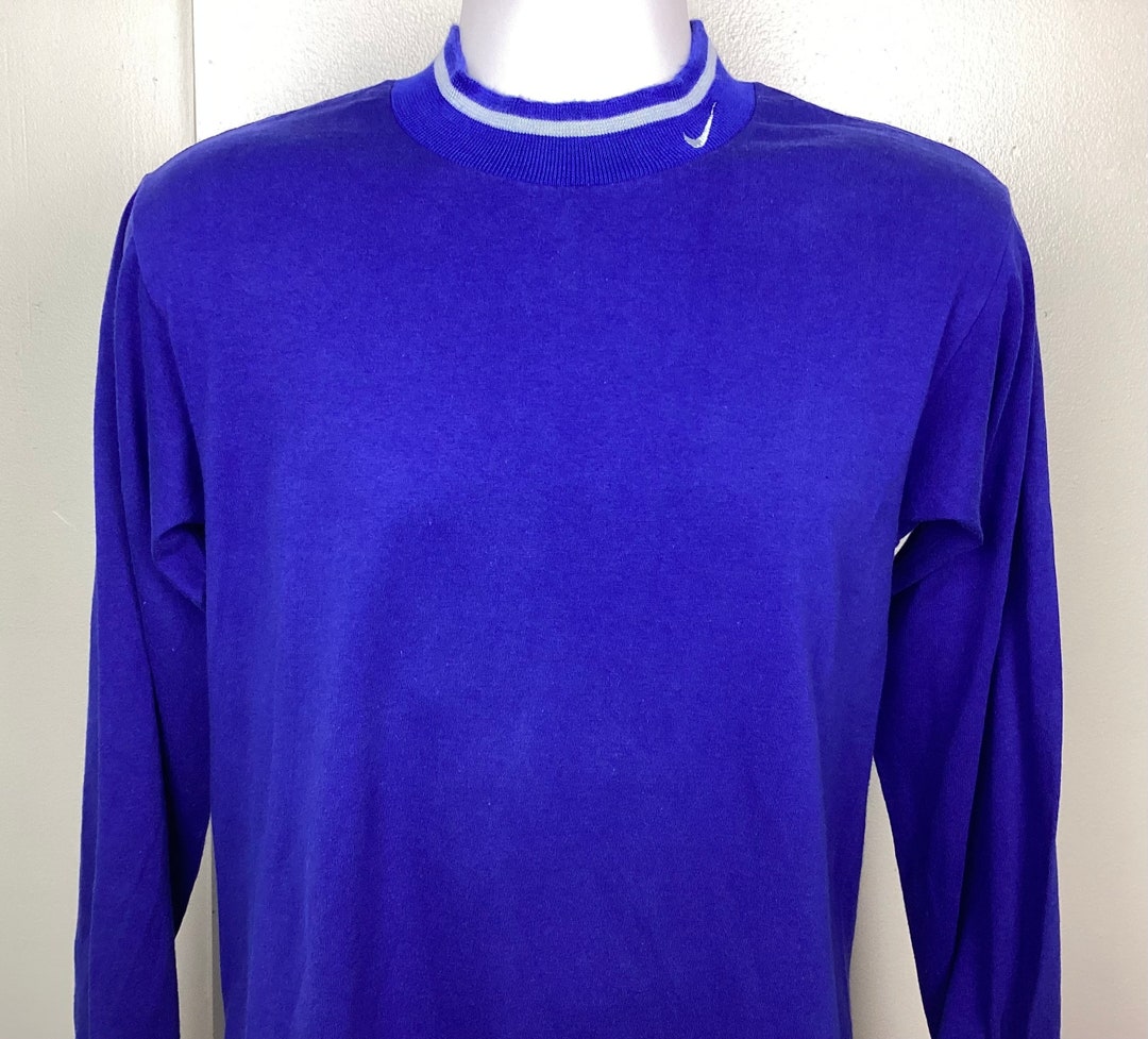 Vtg 90s Nike Long Sleeve Ringer T-shirt Blue Youth XL Adult M ...