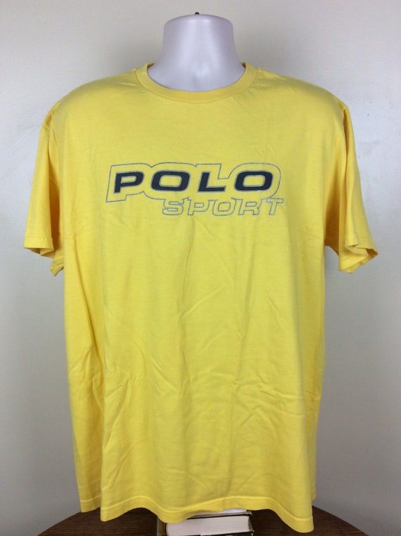 Vtg 90s Polo Sport T-Shirt Gold Yellow L Ralph La… - image 2