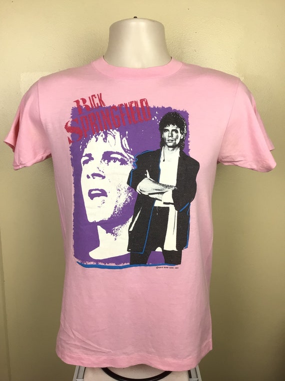 Vtg 1984 Rick Springfield Concert T-Shirt Pink S/… - image 3
