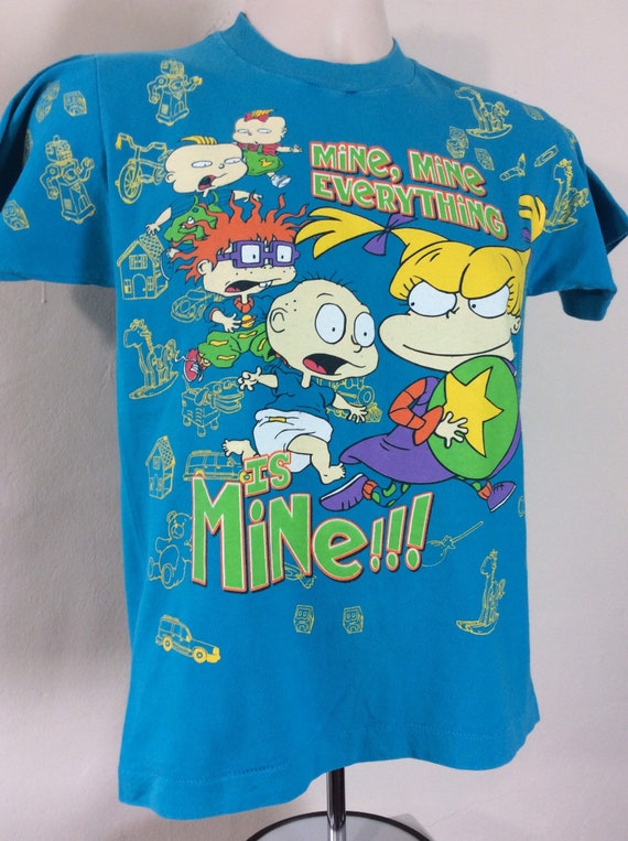 Vtg 1996 Rugrats T-Shirt Turquoise Youth L 90s Ni… - image 4