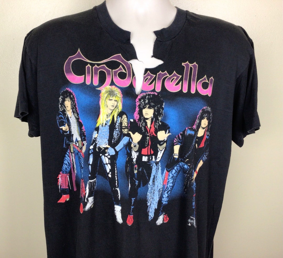 Vtg 1986 Cinderella Concert T-shirt Black L/XL 80s Night Songs