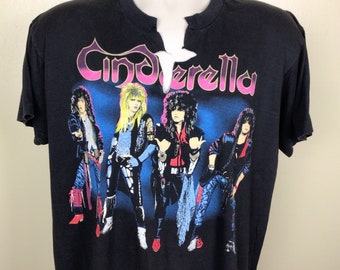 Vtg 1986 Cinderella Concert T-shirt Black L/XL 80s Night Songs