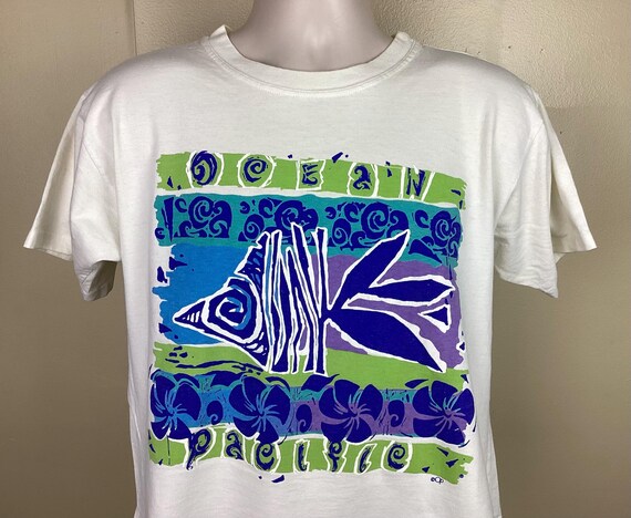 Vtg Early 90s OP Ocean Pacific T-shirt White Short Size M Single