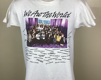 Vtg 1985 We Are the World T-shirt S/M 80s Africa Michael Jackson