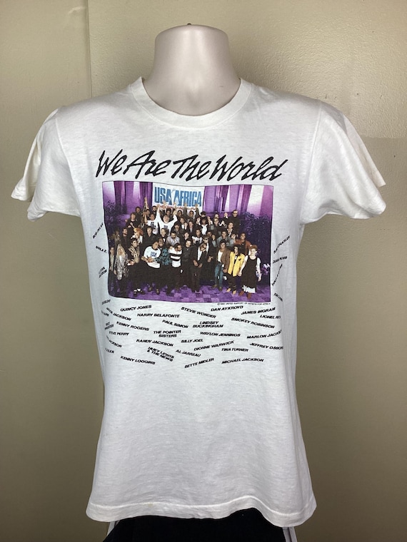 Vtg 1985 We Are the World T-shirt S/M 80s Africa Michael Jackson