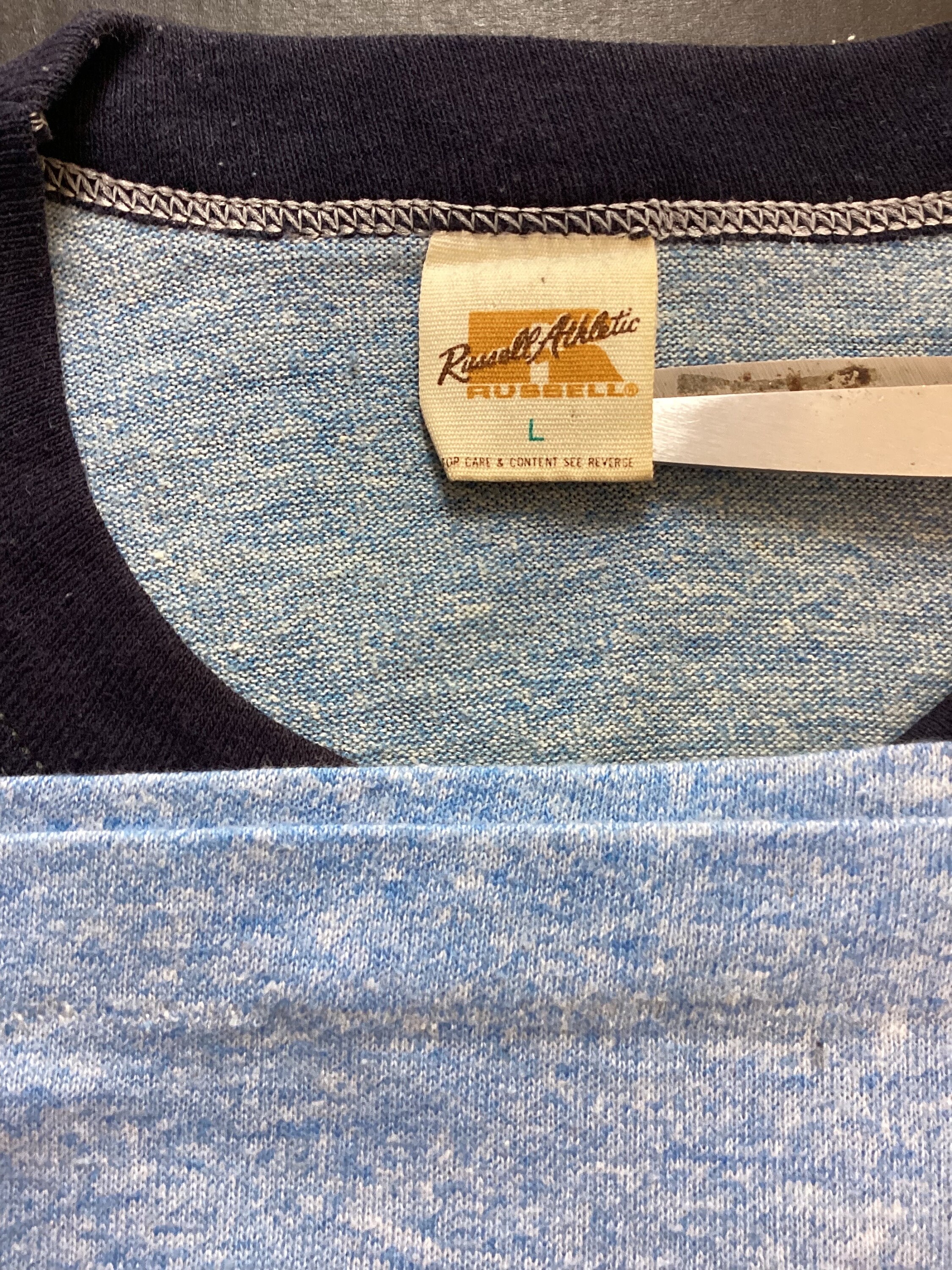70-80 vintage tシャツ　jantiques hooked Vtg 1978 Hooked on Fishing Iron on T-shirt Heather Blue M/L