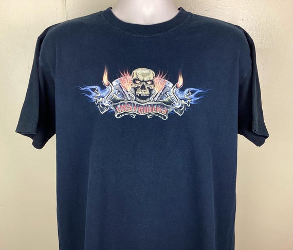 Vintage Y2K Easyriders Skull T-shirt Black L Easy Riders