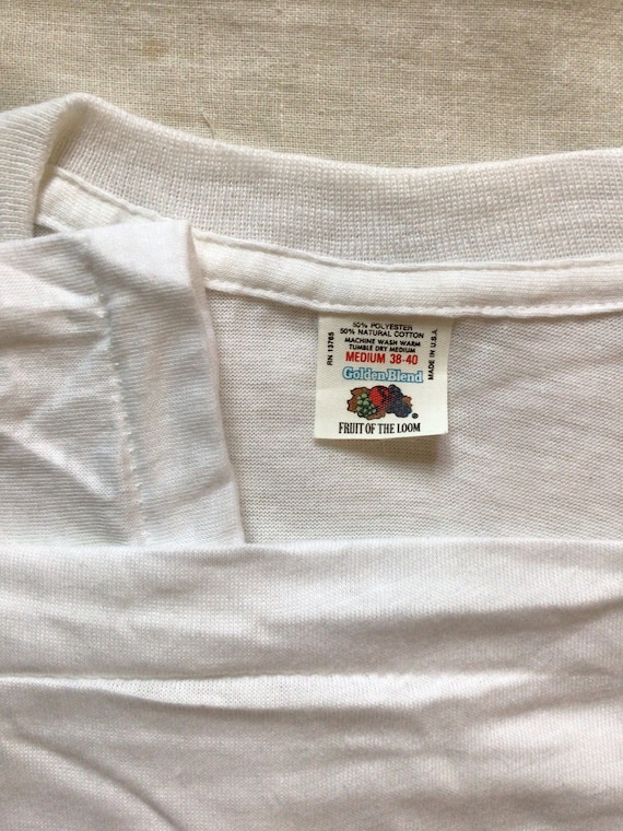 Vtg 70s 80s Fruit Of The Loom Plain White V-Neck … - image 4