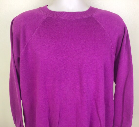 Vtg 70s Sportswear Plain Magenta Pink Raglan Crewneck Sweatshirt 