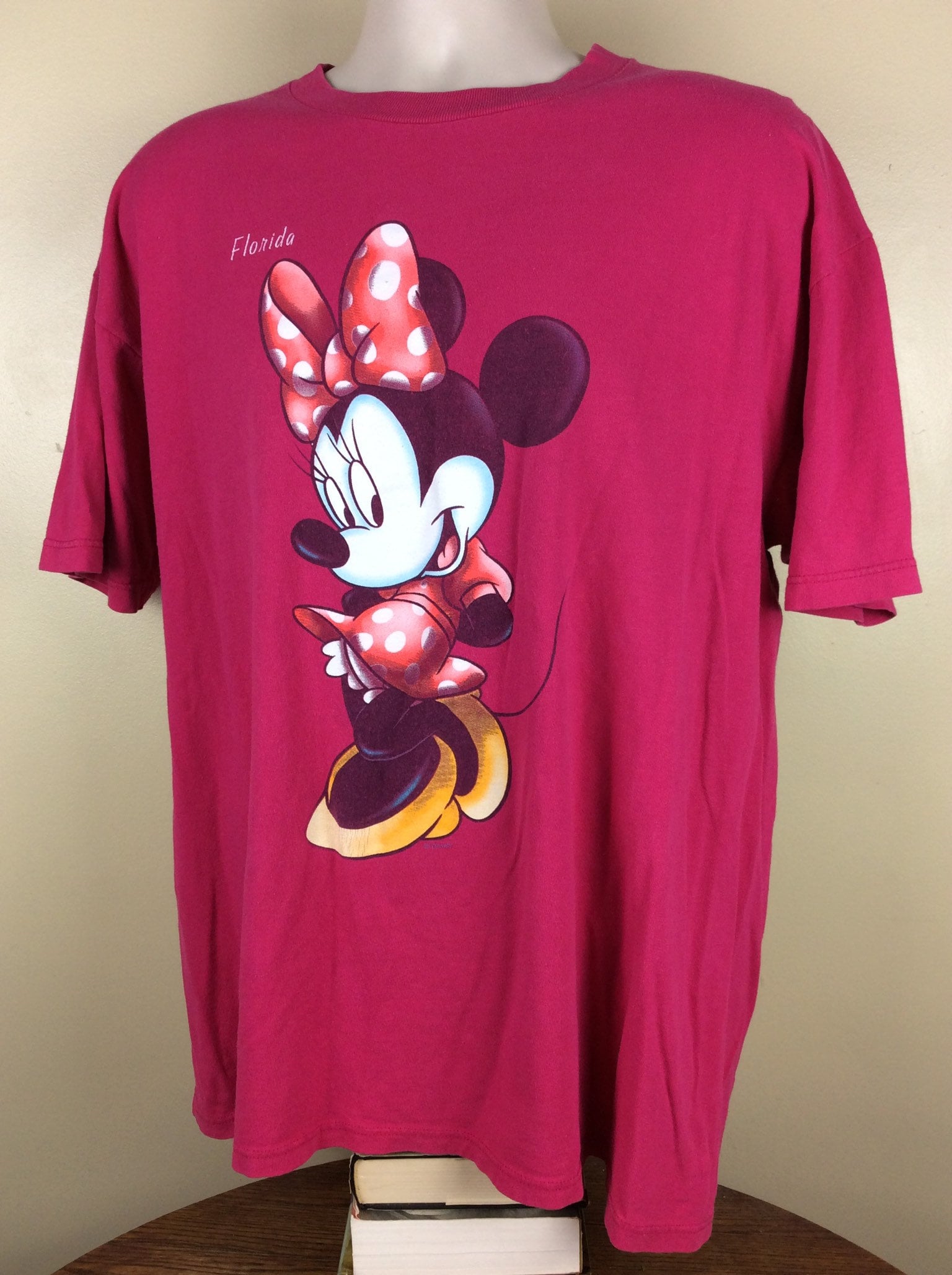 Vtg 90s Minnie Mouse Florida T-shirt Fuchsia Pink XL Sherry's