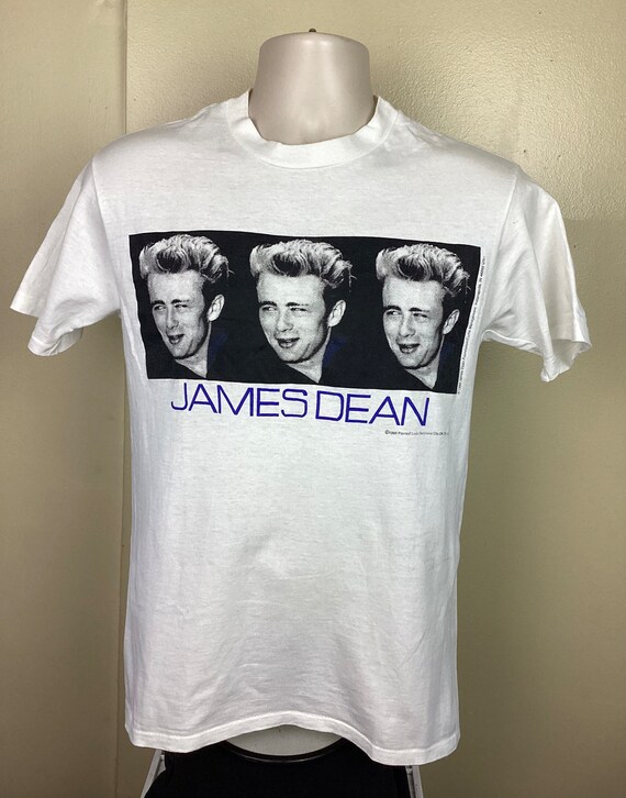 Vtg 1990 James Dean T-shirt White M 90s Hollywood Glam Movie Star