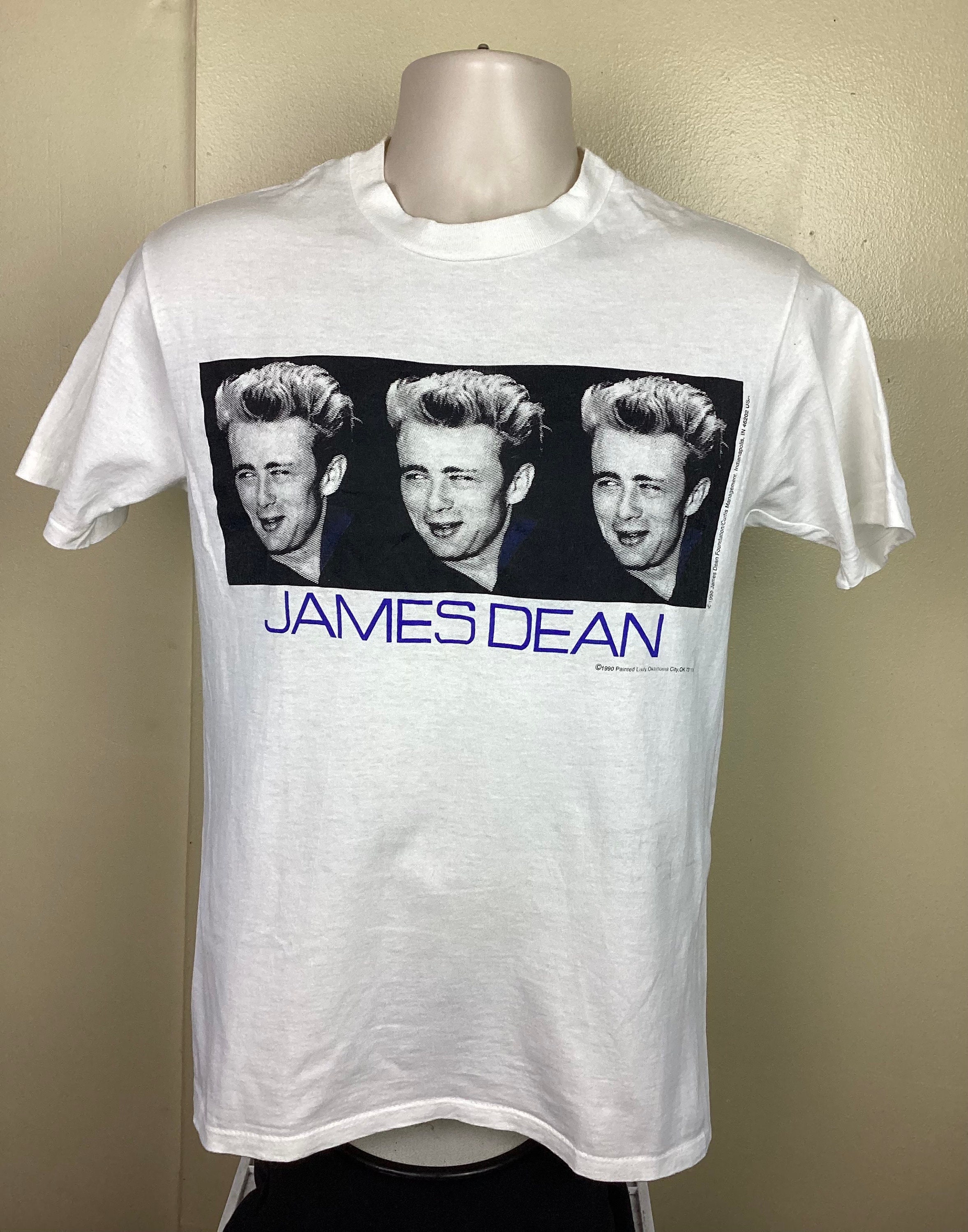 Vtg 1990 James Dean T-shirt White M 90s Hollywood Glam Movie Star