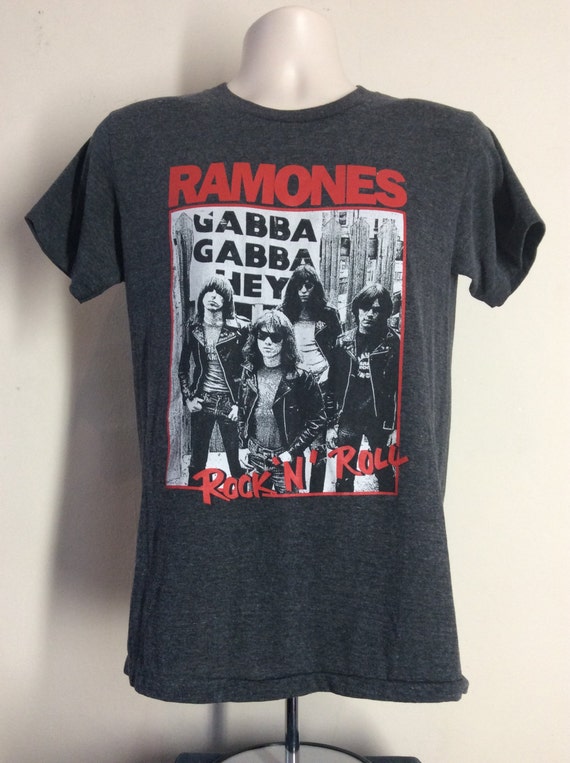 Vtg 80s The Ramones Gabba Gabba Hey T-Shirt Gray M