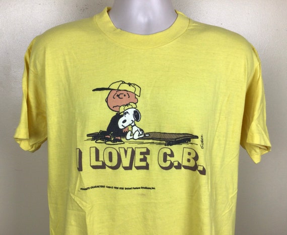 Vtg 70s 80s Snoopy Charlie Brown I Love C.B. T-Shirt Yellow - Etsy ...