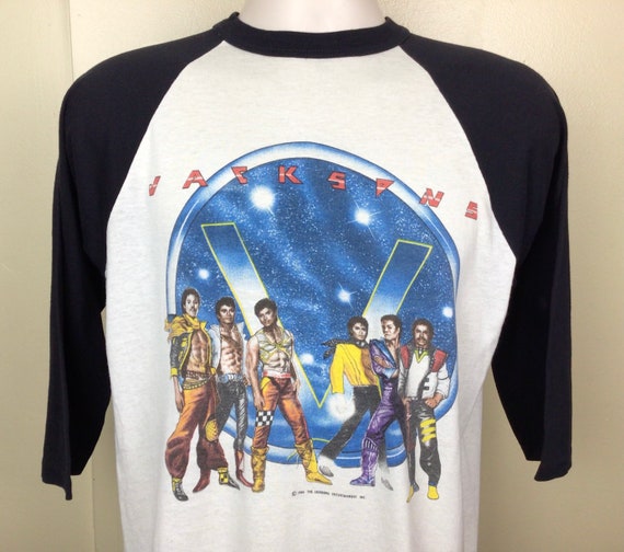 Vtg 1984 The Jacksons Victory Tour Raglan Jersey … - image 1