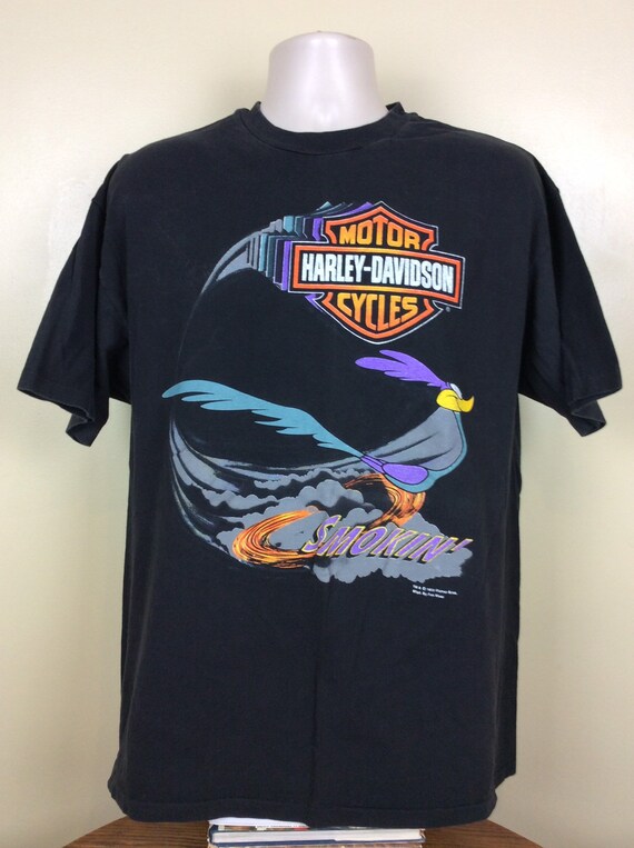 Vtg 1993 Harley Davidson Road Runner T-Shirt Blac… - image 3