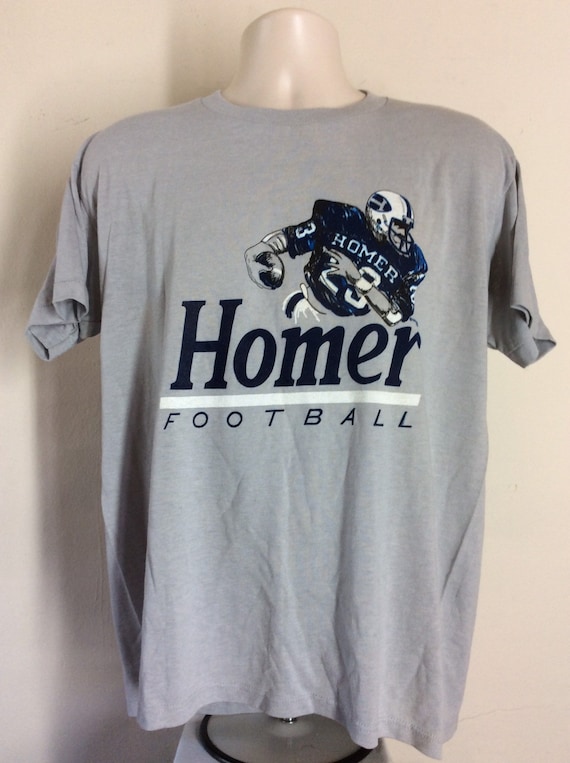 Vtg 70s Early 80s Homer Football T-Shirt Gray L/X… - image 2