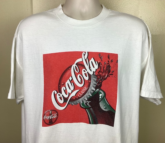 Vtg 90s Coca Cola Classic T-shirt White XL Soda Pop Soft Drink