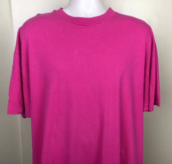 Vtg Early 90s Hanes Plain Pink T-Shirt XXL Blank … - image 1