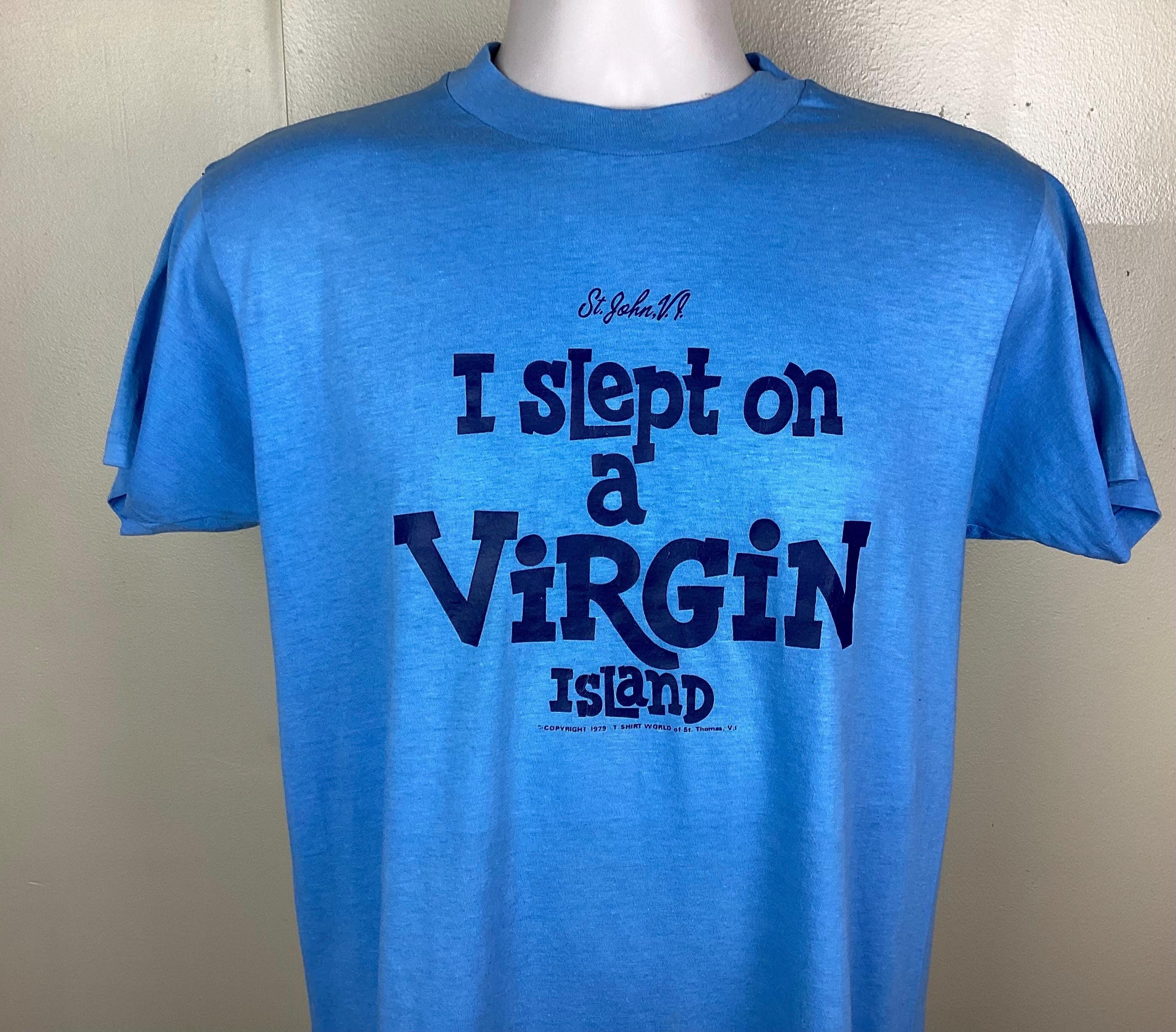 ヴィンテージ 80年代 I Slept On A Virgin Island Tシャツ ブルー M/L 