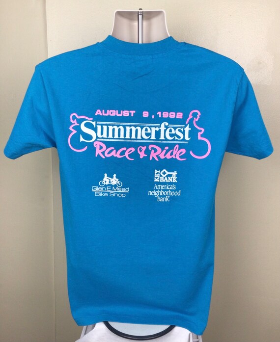 Vtg 1992 Evans Brant Summerfest T-Shirt Blue M 90… - image 4