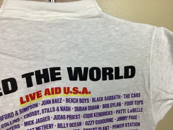 Vtg 1985 Live Aid Philadelphia Concert T-shirt White S/M 80s