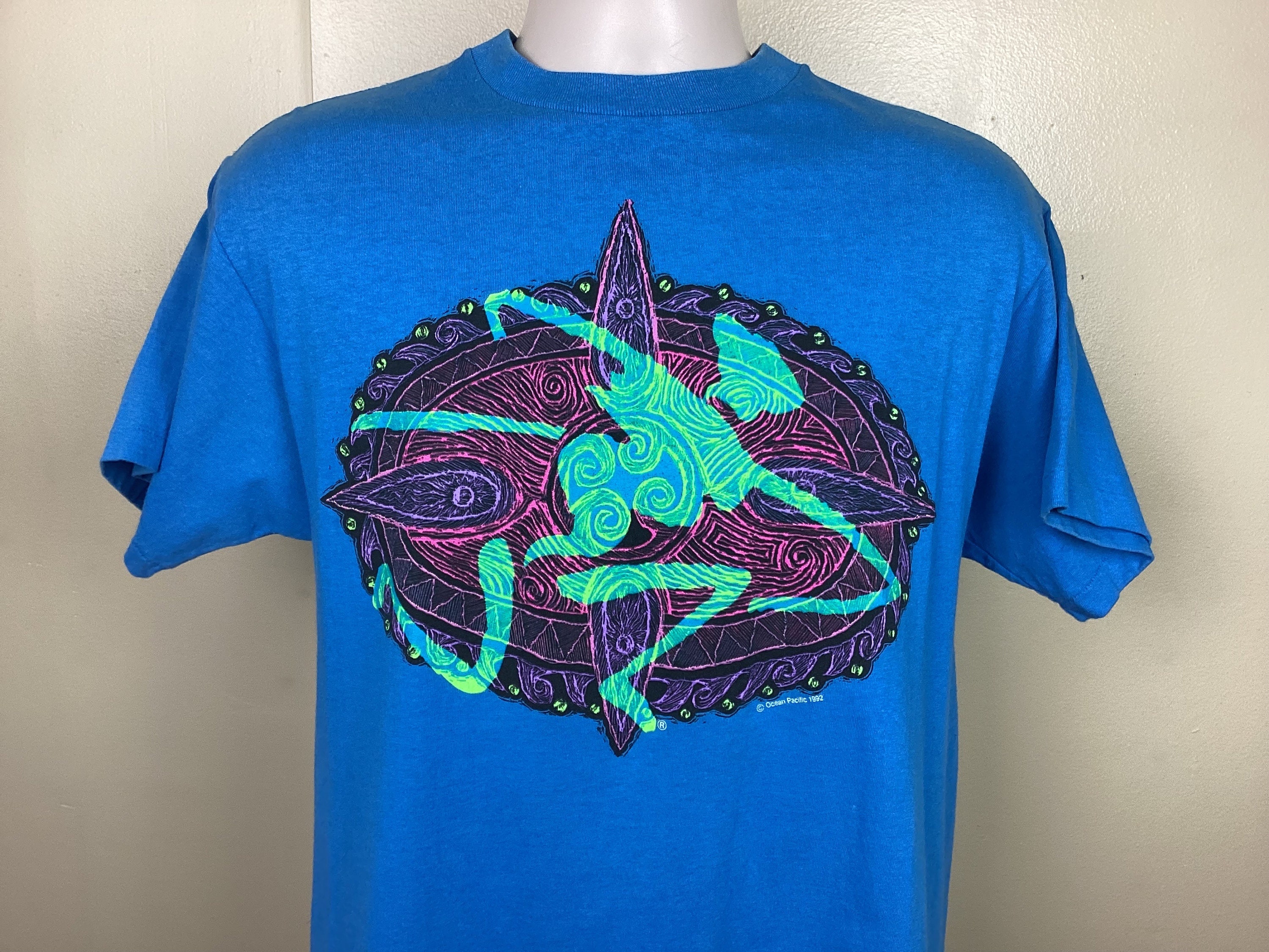 Vtg 1992 OP Ocean Pacific T-shirt Blue M 90s Surf Skate Vtg 1992 OP Ocean Pacific T-shirt Blue M 90s Surf Skate